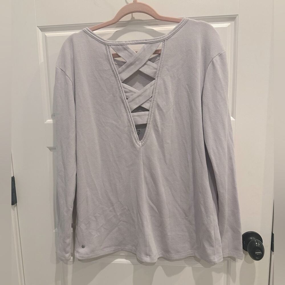 Z By Zella Lattice Crossback Active Long Sleeve Top - Lilac Purple